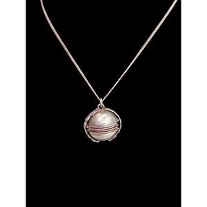 Vintage Sterling Orb Locket Pendant for Multiple Photographs With Chain